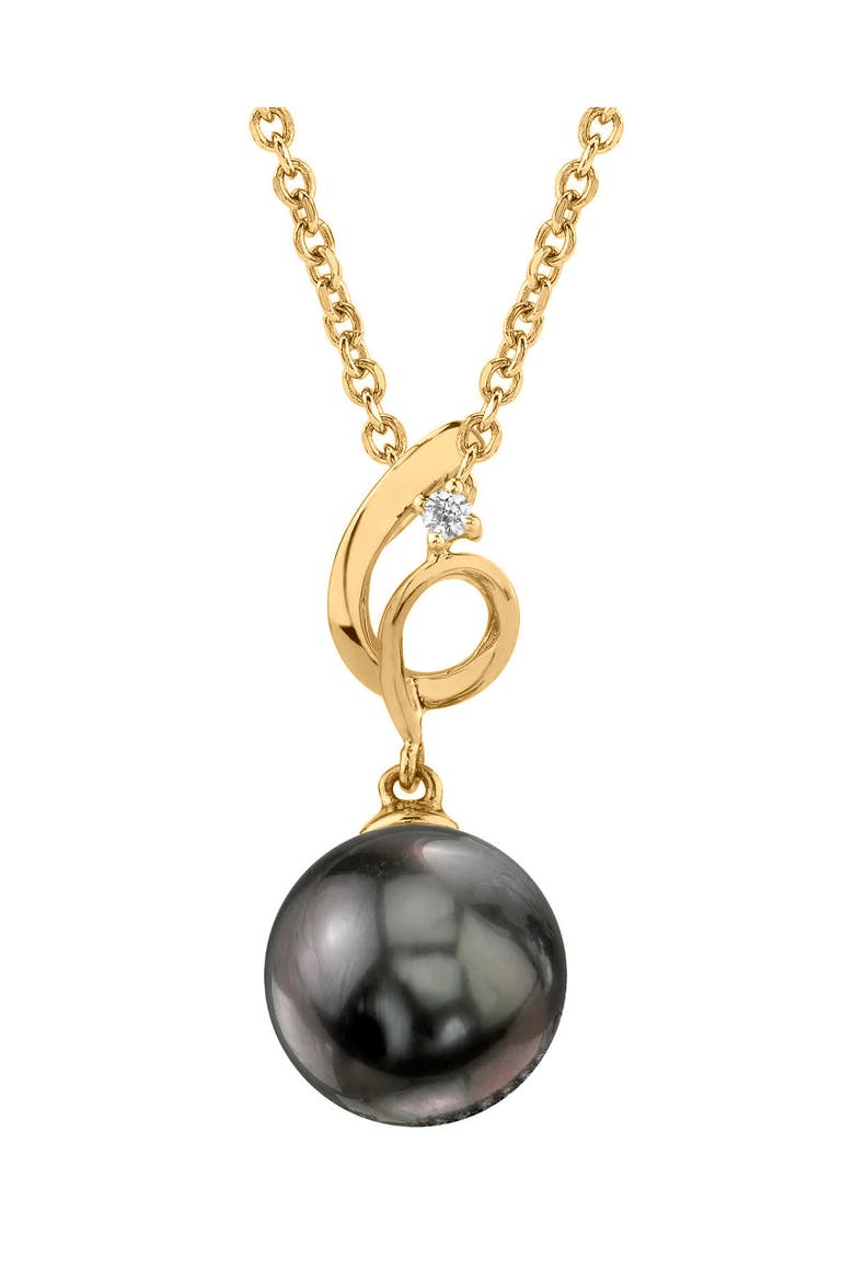 14K Gold Tahitian South Sea Pearl & Diamond Symphony Pendant, Main, color, Yellow Gold