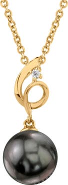 The Pearl Source 14K Gold Tahitian South Sea Pearl & Diamond Symphony Pendant