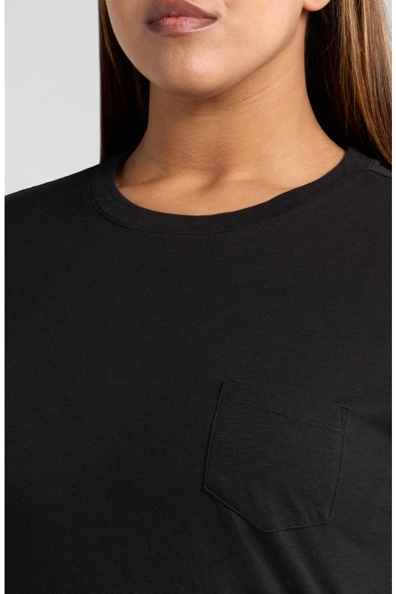 Crewneck Slub Jersey Pocket T-Shirt, Alternate, color, BLACK