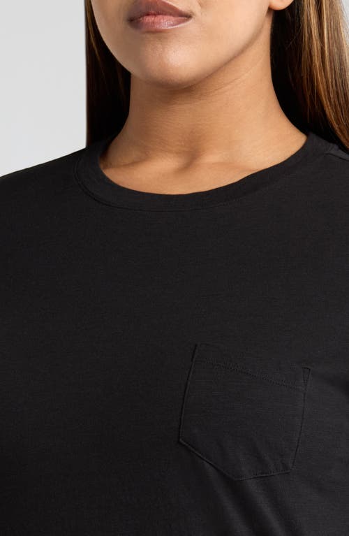 Caslonr Caslon(r) Crewneck Slub Jersey Pocket T-shirt In Black