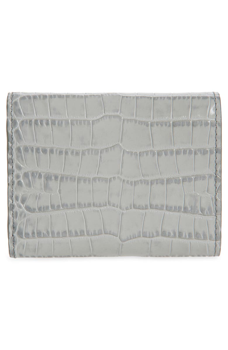 Strathberry Mosaic Croc Embossed Calfskin Trifold Wallet, Alternate, color, Stone Grey