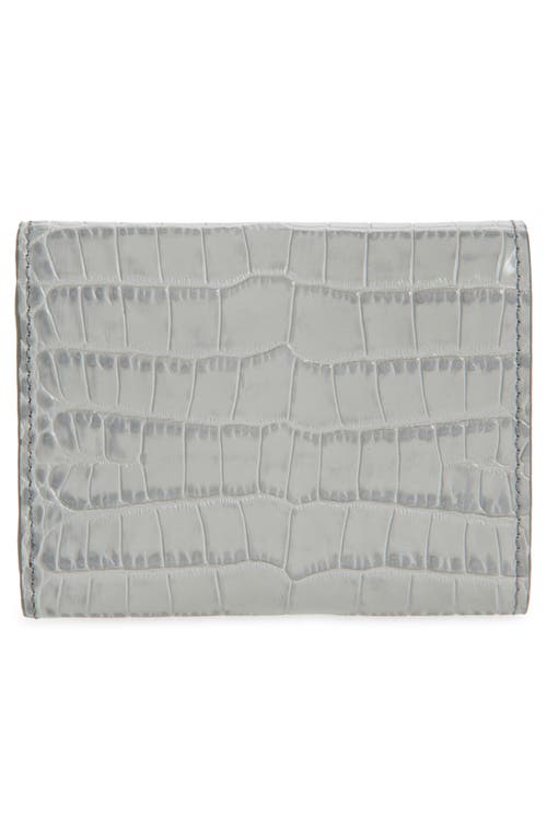 Strathberry Mosaic Croc Embossed Calfskin Trifold Wallet In Gray