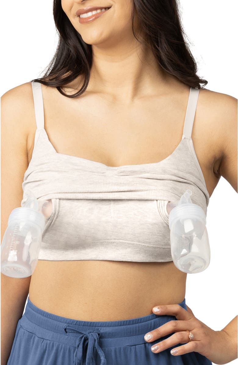 Kindred Bravely Sublime Hands-Free Pumping Lounge & Sleep Bra- Fits sizes 30B - 46D, Alternate, color, Oatmeal Heather