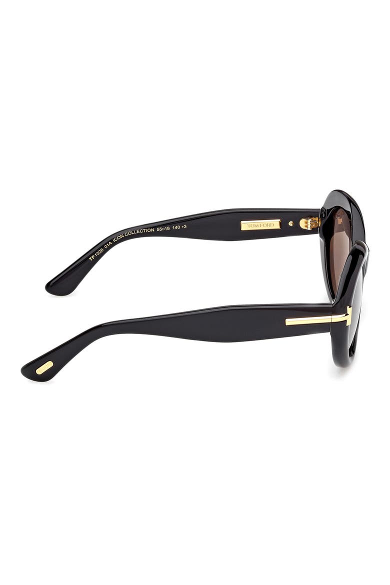 55mm Oval Sunglasses, Alternate, color, SHINY BLACK / BAGUETTE / SMOKE