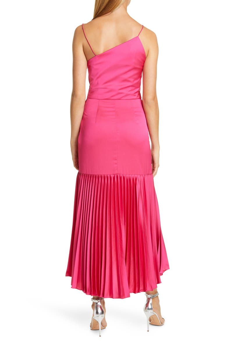 Izamal Asymmetrical High/Low Satin Cocktail Dress, Alternate, color, HOT PINK
