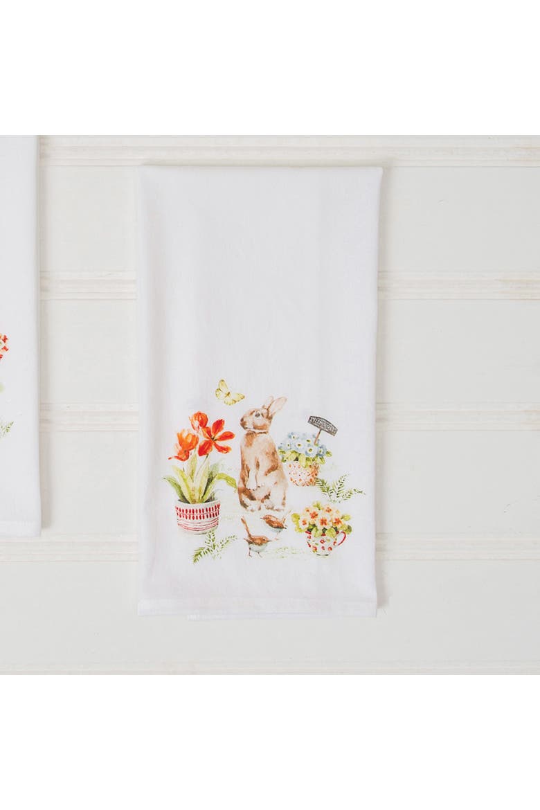 Little Garden Rabbit Bunny Kitchen and Bathroom Graphic Print Hand Towel, Alternate, color, Green