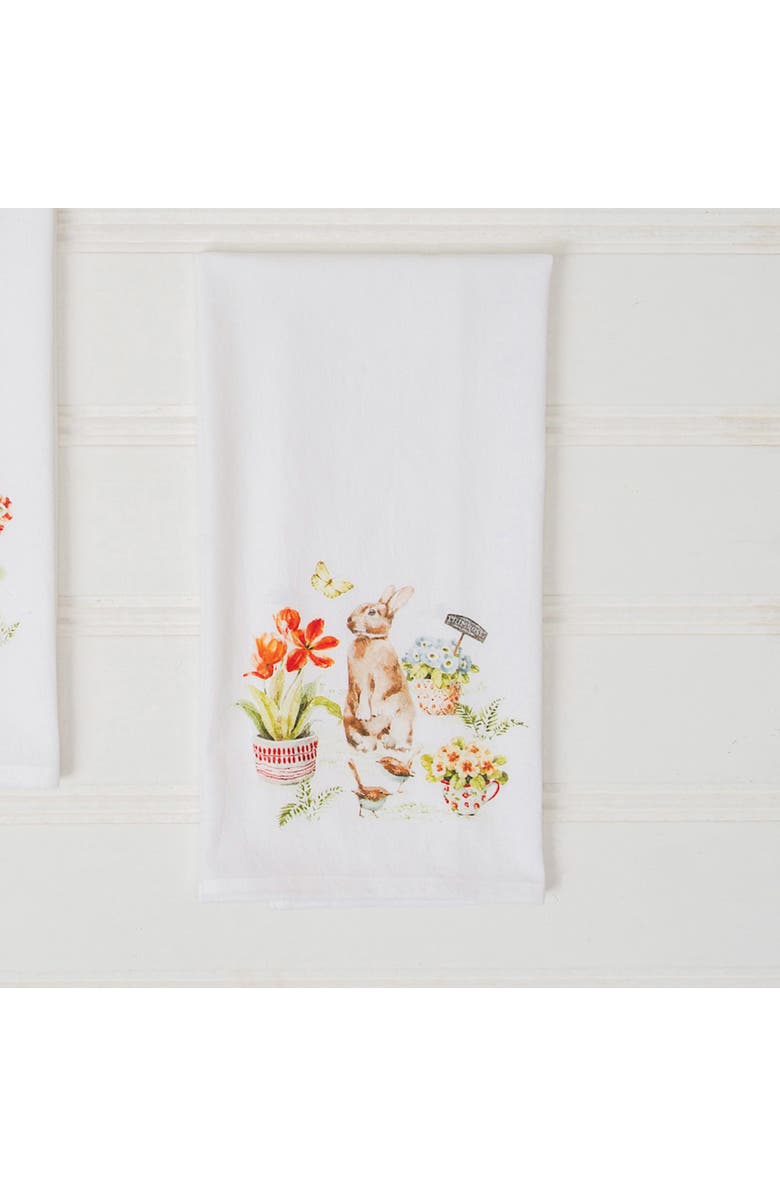 C&F Home Little Garden Rabbit Bunny Kitchen and Bathroom Graphic Print Hand Towel, Alternate, color, Green