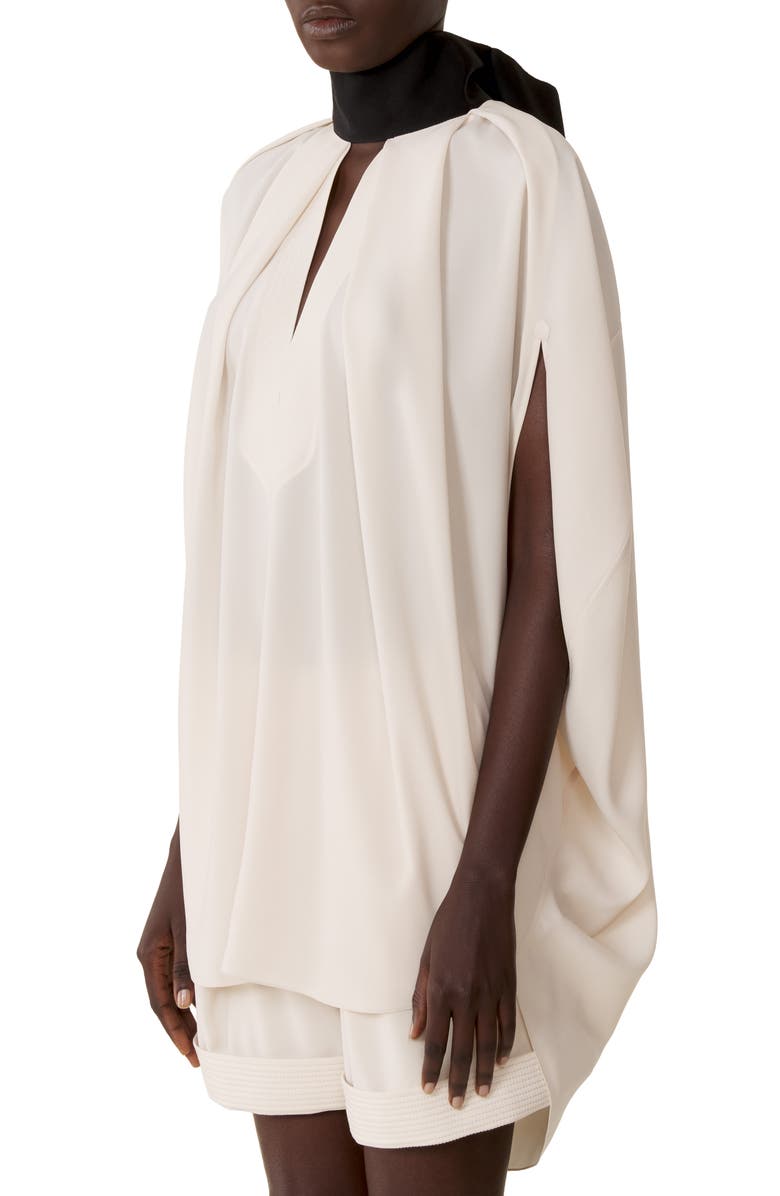 Lanvin Knotted Loose-Fit Crepe Top, Alternate, color, Beige