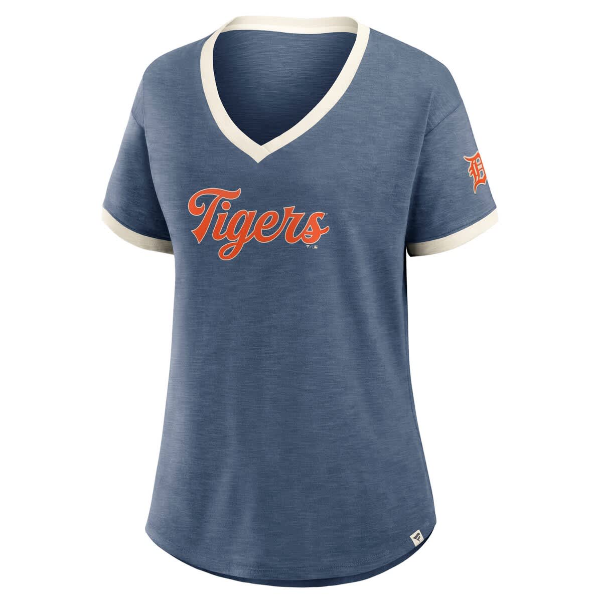 Women's Fanatics Navy Detroit Tigers Relaxed Fit Vintage Play Slub V-Neck Fashion Top - image 2