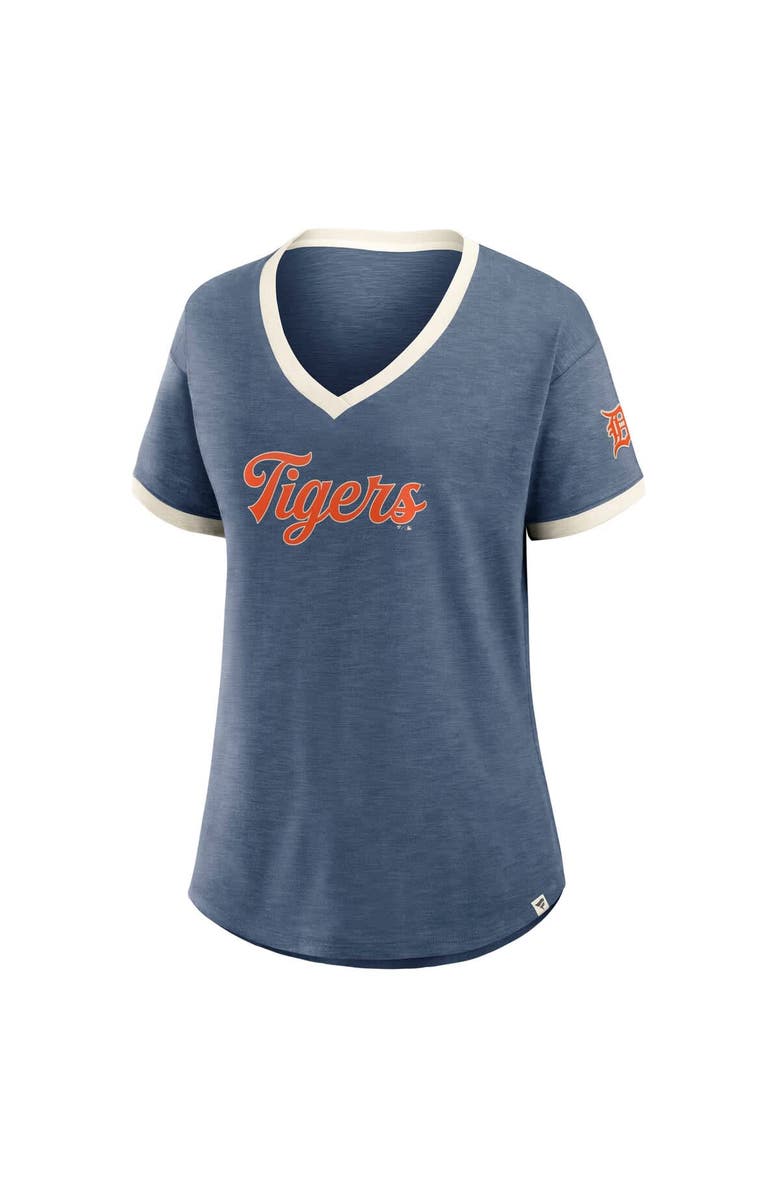 FANATICS Women's Fanatics Navy Detroit Tigers Relaxed Fit Vintage Play​ Slub V-Neck Fashion Top, Alternate, color, Navy