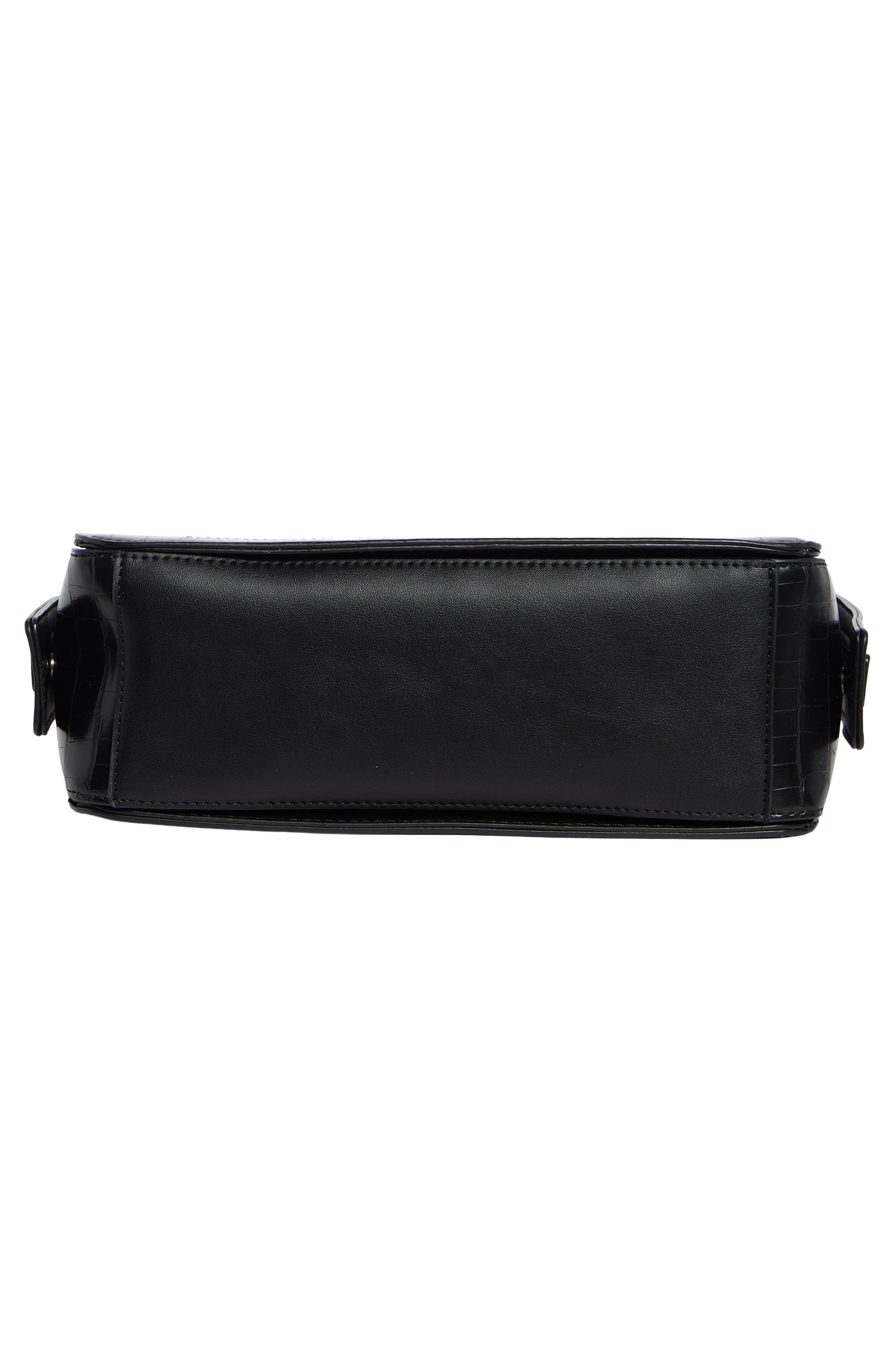 Steve Madden Foster Croc Embossed Satchel Bag, Alternate, color, Black Croco