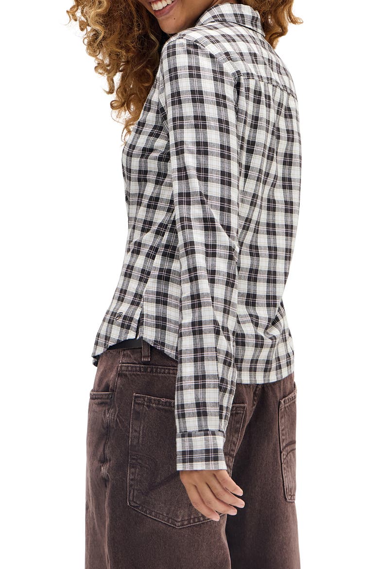 Gwen Plaid Cotton Blend Button-Up Shirt, Alternate, color, CREAM