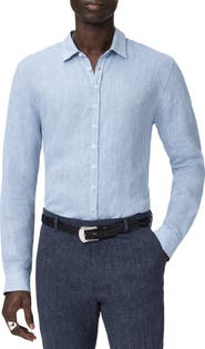 John Varvatos Bucks Slub Linen Button-Up Shirt