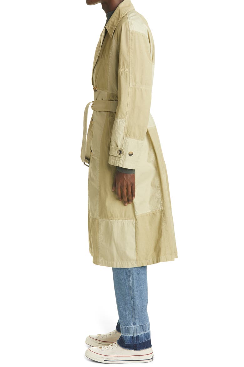 Unisex Patchwork Trench Coat, Alternate, color, BEIGE