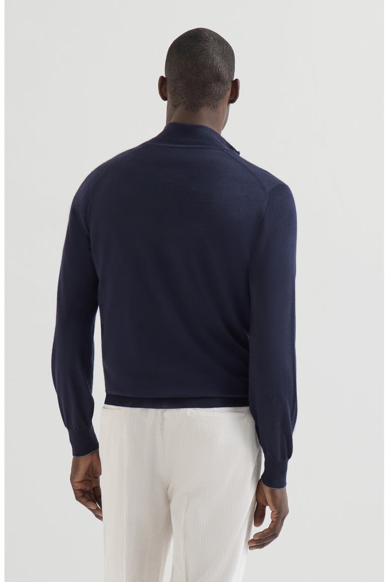 Cashmere and silk lightweight cardigan with zipper, Alternate, color, Navy Blue