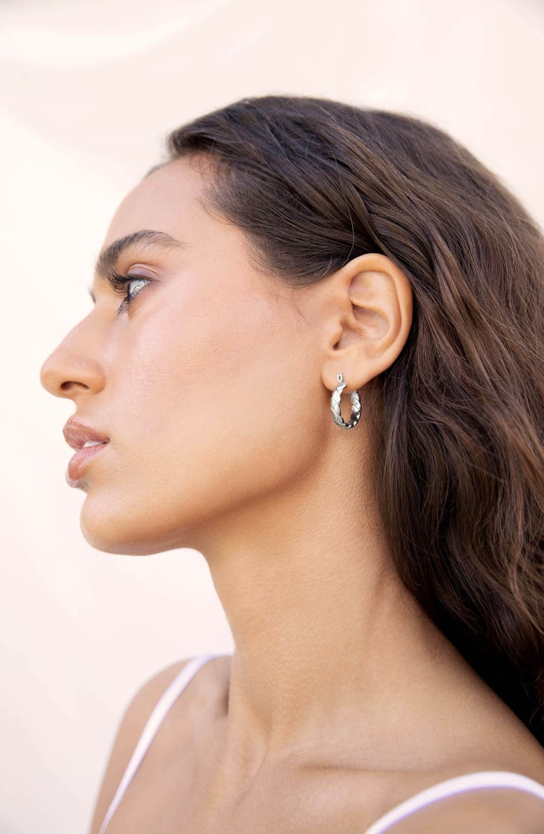 Ettika Texture Mini Hoop Earrings, Alternate, color, Silver