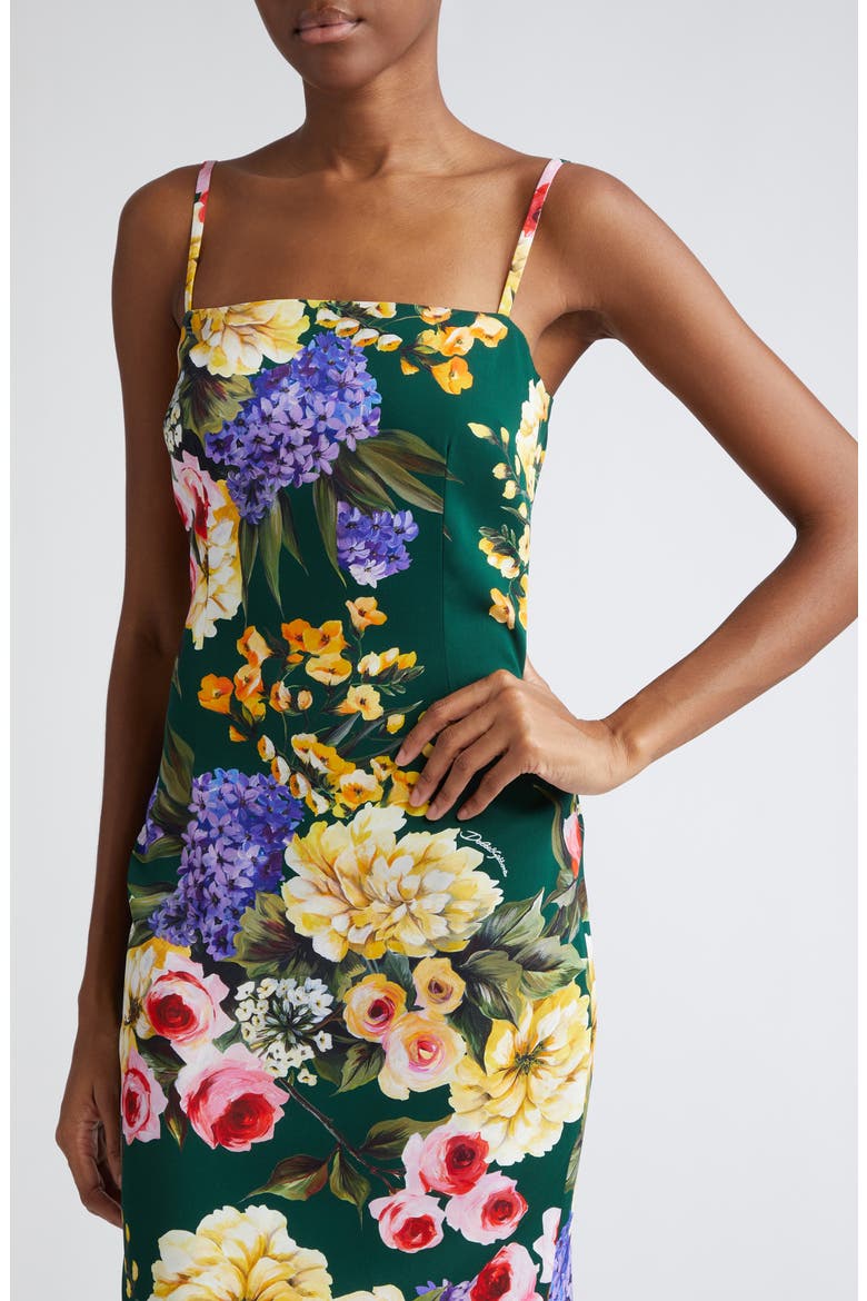 Floral Print Charmeuse Sheath Dress, Alternate, color, HV4YBGIARDINO FDO VERDE