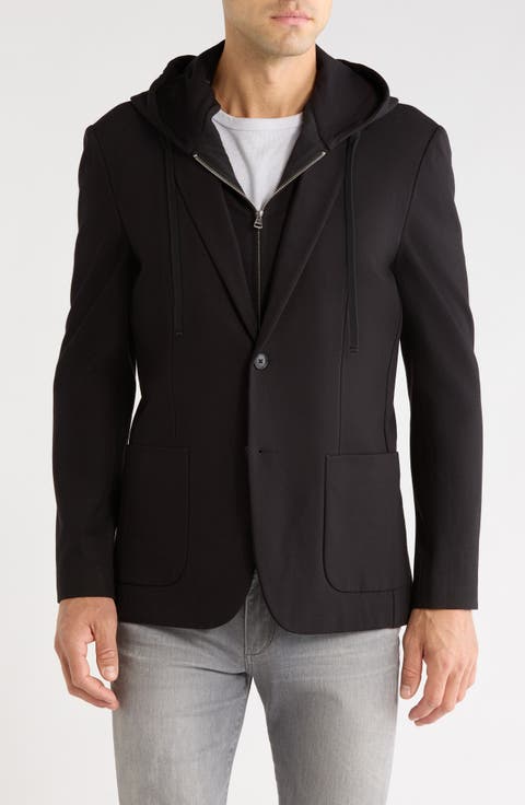 Solid Stretch Hoodie Blazer