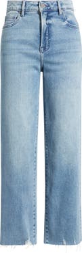 HIDDEN JEANS Raw Hem High Waist Ankle Straight Leg Jeans