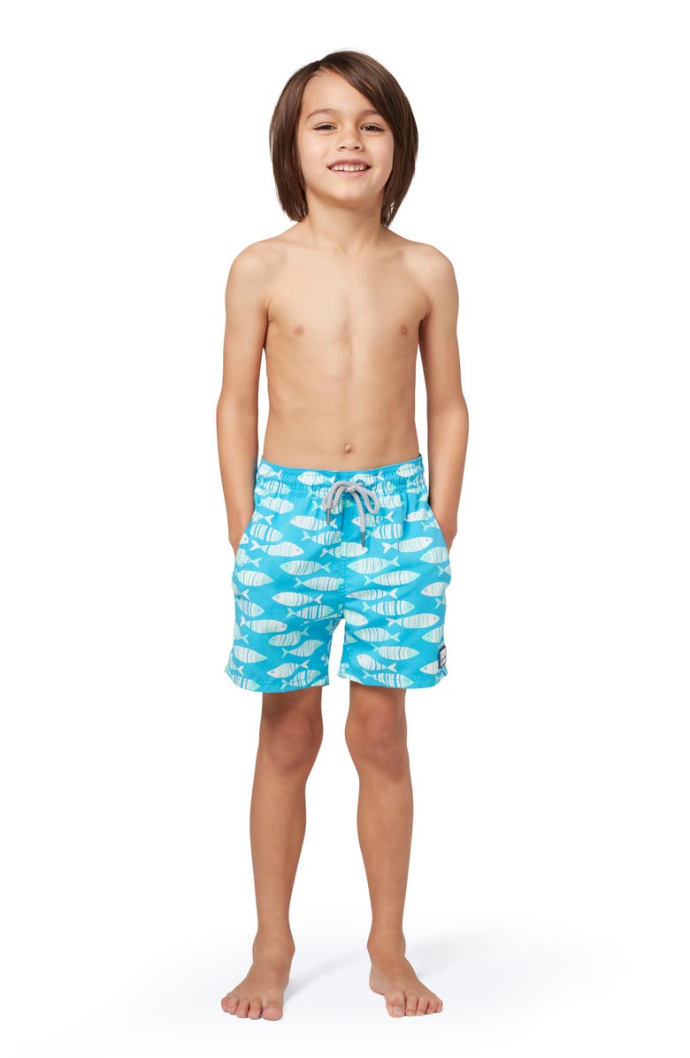 Tom & Teddy Kids' Fish Swim Trunks, Alternate, color, Striped Blue
