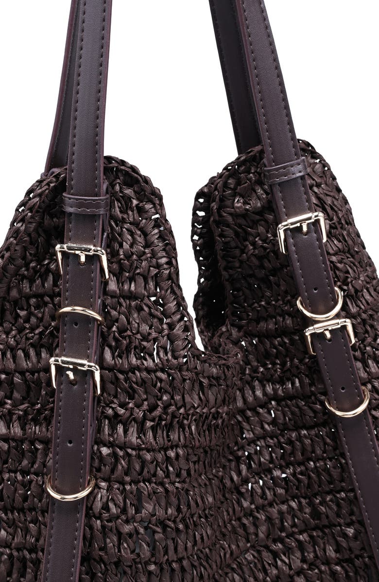 MODA LUXE Straw Tote, Alternate, color, Coffee