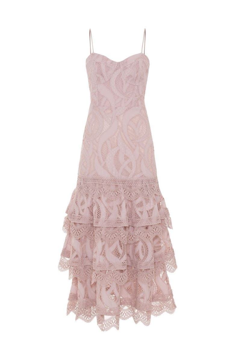 PatBO Aura Lace Flutter Midi Dress, Alternate, color, Rose