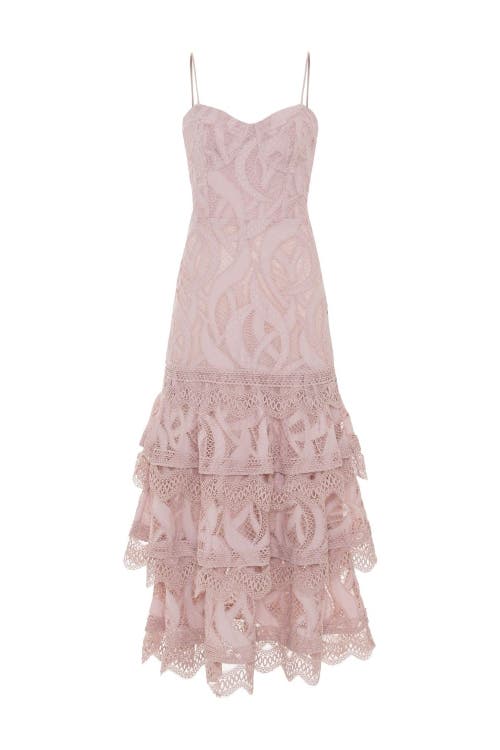Patbo Aura Lace Flutter Midi Dress In Pink