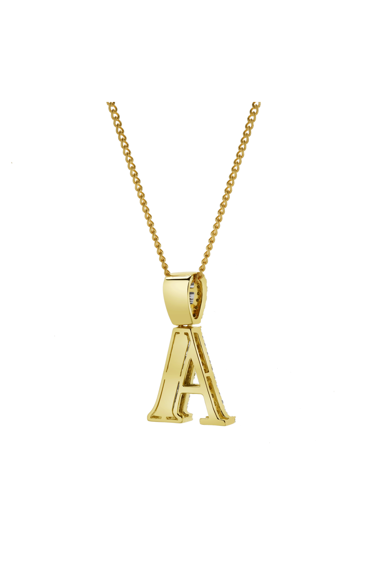 LuvMyJewelry A Initial Diamond Pendant 10K Yellow Gold - 0.6 Carats, Alternate, color, 