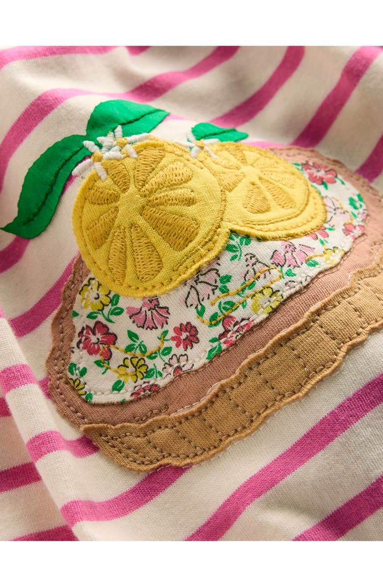 Mini Boden Kids' Posie Stripe Appliqué Cotton Dress, Alternate, color,