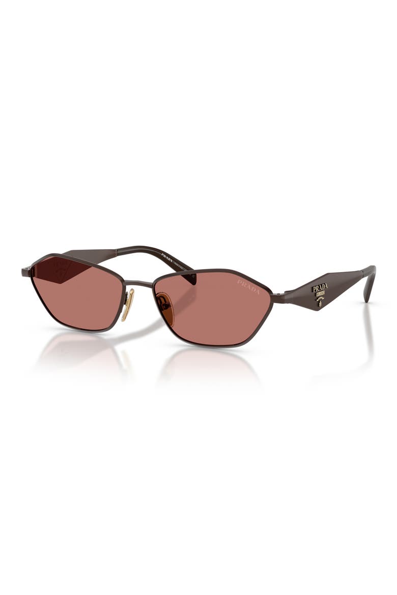 57mm Irregular Sunglasses, Alternate, color, SATIN CIGAR / BORDEAUX