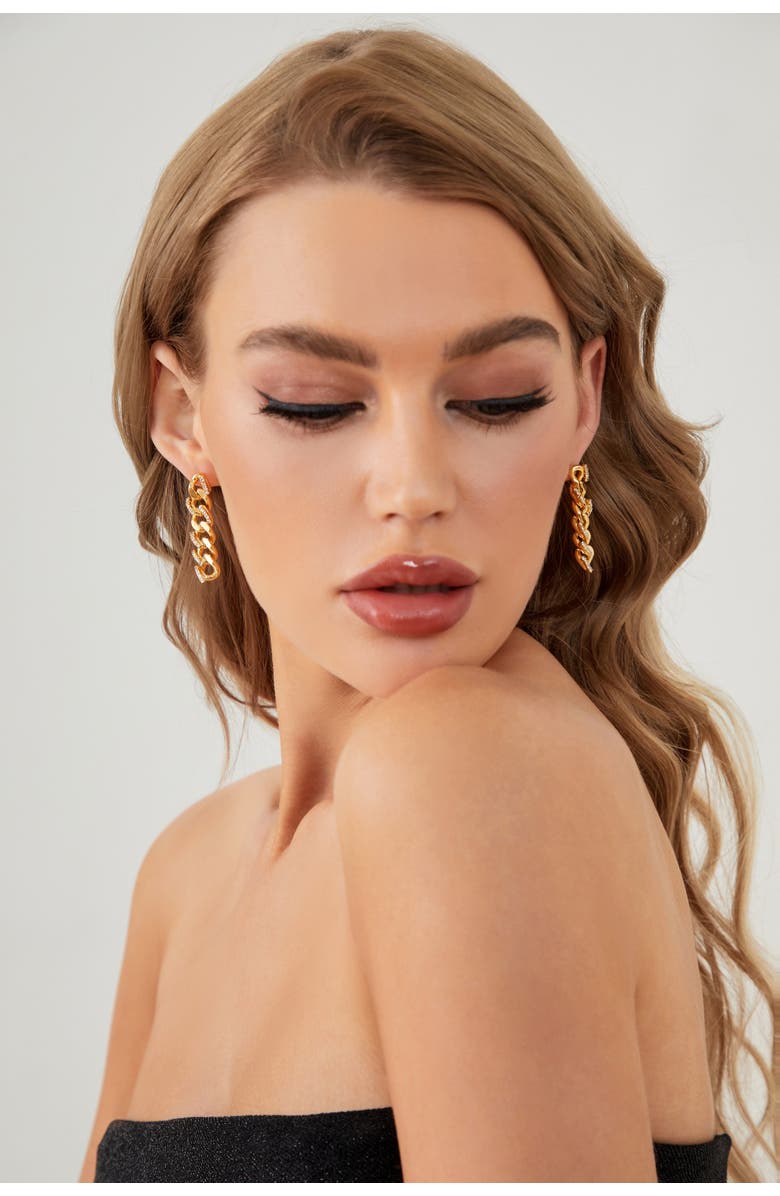 Classicharms Rhinestone Chain Earrings, Alternate, color, Gold