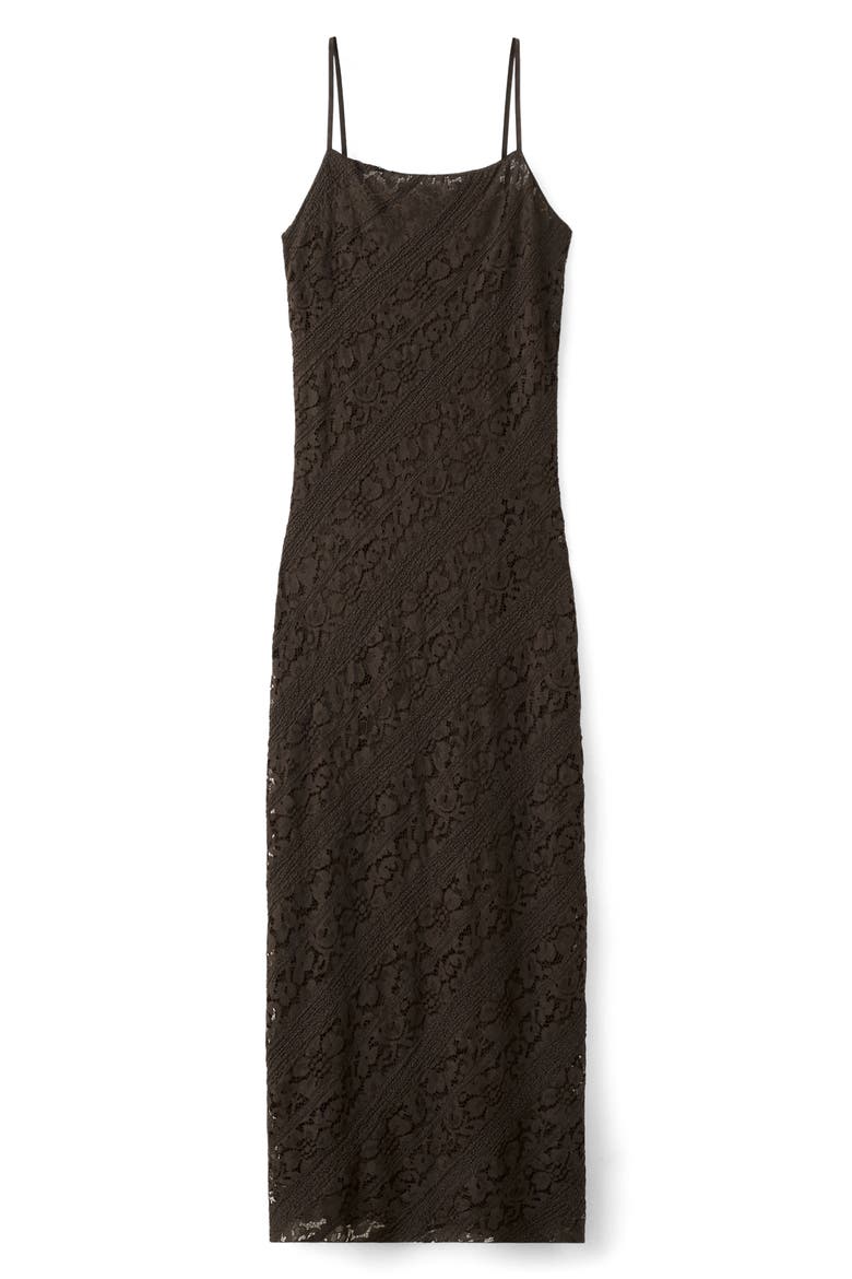 Lace Sleeveless Midi Dress, Main, color, BROWN