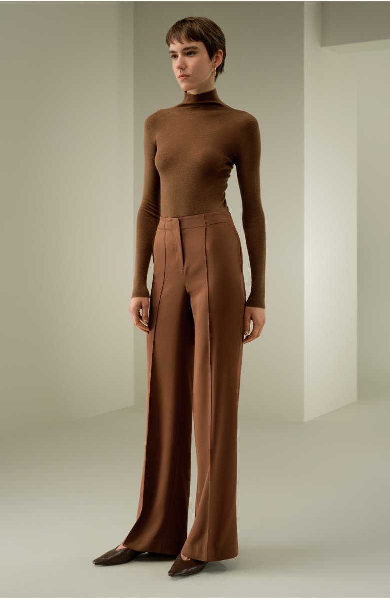 Lilysilk Minimalist Stretch Silk Crêpe Pant, Alternate, color, Espresso