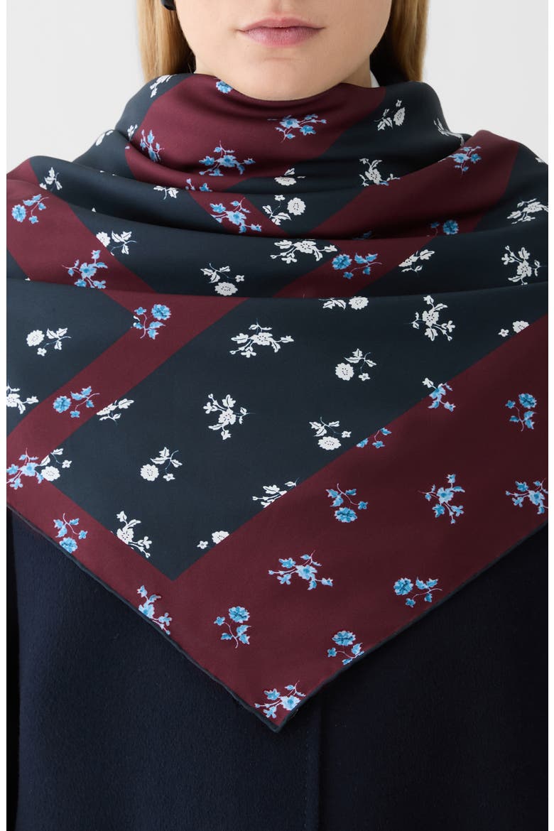 Floral Silk Scarf, Main, color, AUBERGINE MULTI