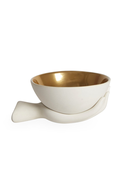 Jonathan Adler Muse Eve Porcelain Accent Bowl In White/gold