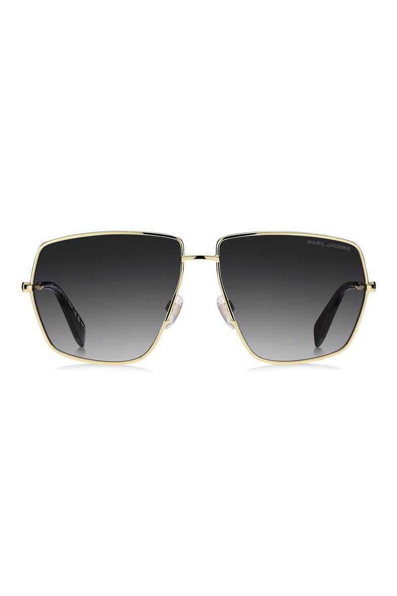 60mm Gradient Square Sunglasses, Main, color, GOLD BLACK/ DARK GREY SF