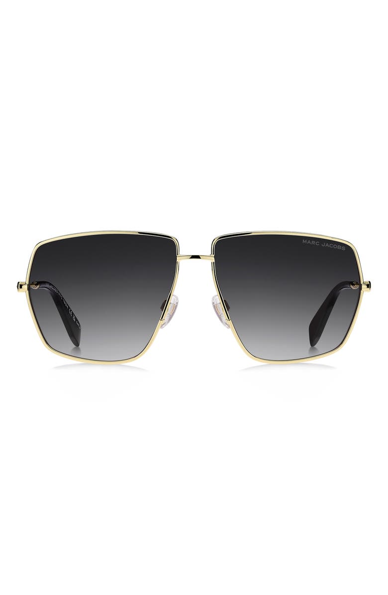 Marc Jacobs 60mm Gradient Square Sunglasses, Main, color, Gold Black/ Dark Grey Sf