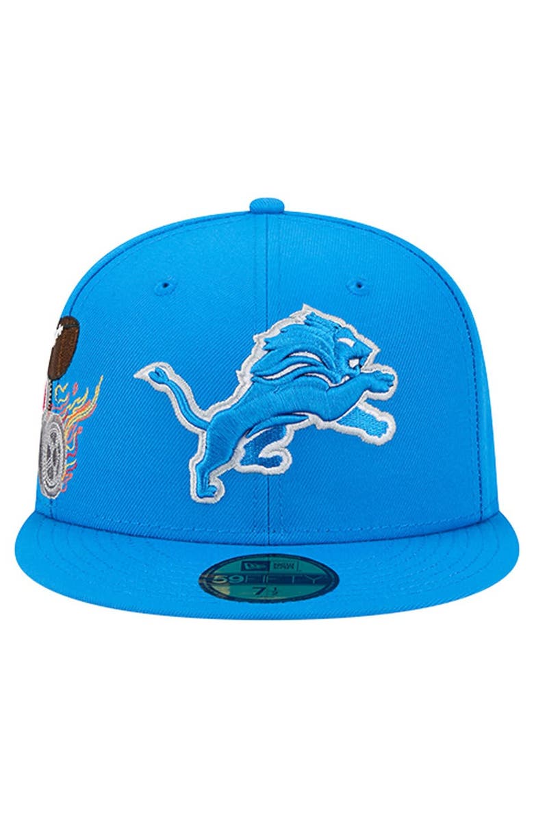 New Era Men's New Era Blue Detroit Lions Group Chat 59FIFTY Fitted Hat, Alternate, color, Blue