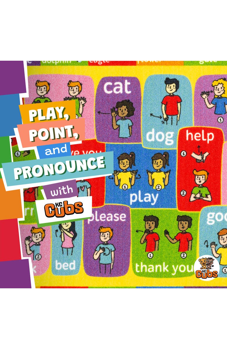 KC Cubs Educational Rug ABC Alphabet ASL Sign Language, 5x7 Foot Playmat, Alternate, color, Multicolored