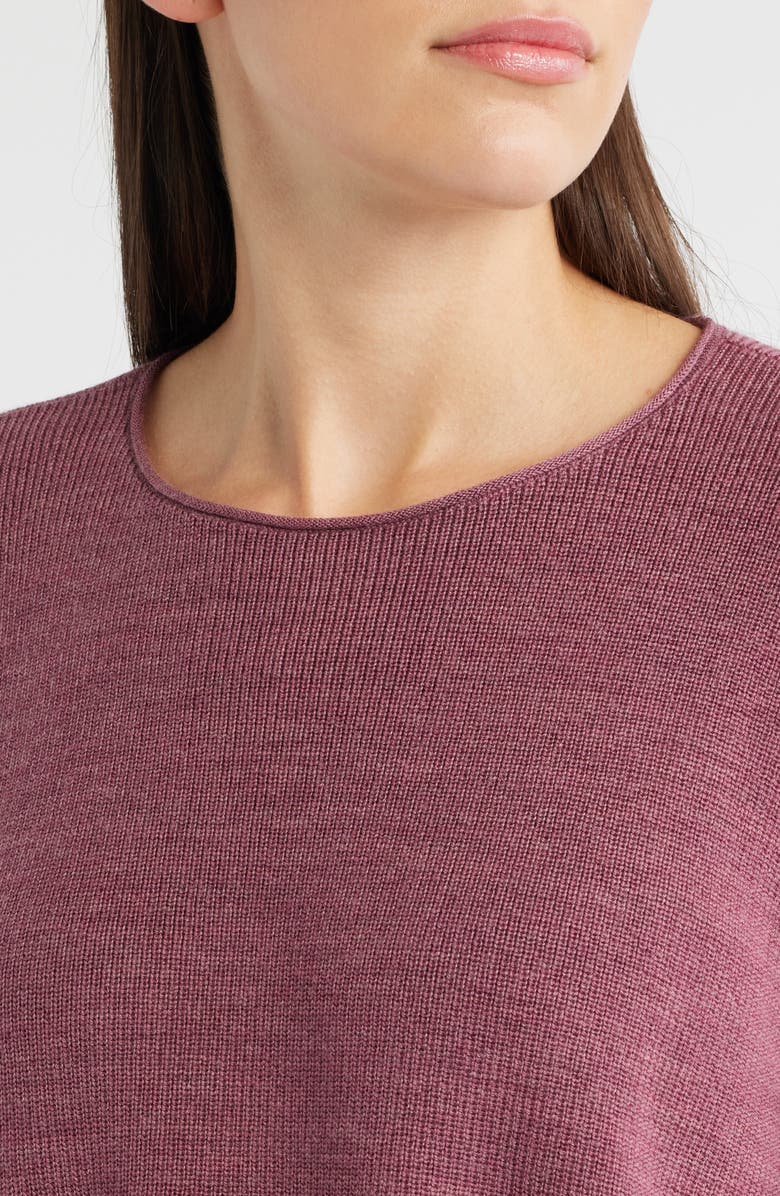 Eileen Fisher Crewneck Wool Sweater, Alternate, color, Tea Rose