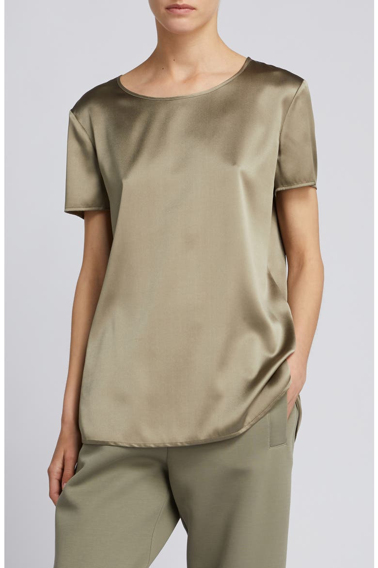 Cortona Stretch Silk Top, Main, color, HORN GREY GREEN