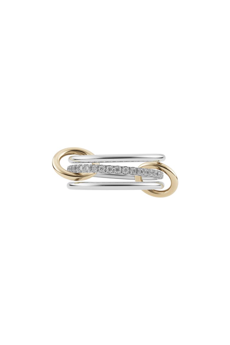 Sonny SG Gris Diamond Linked Sterling Silver & 18K Gold Ring, Main, color, SILVER