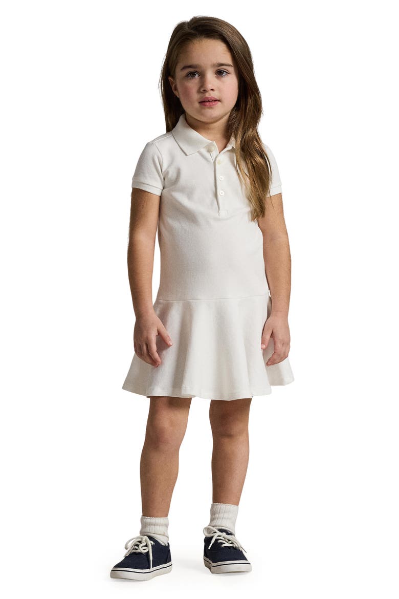 Kids' Cotton Piqué Polo Dress, Alternate, color, WHITE