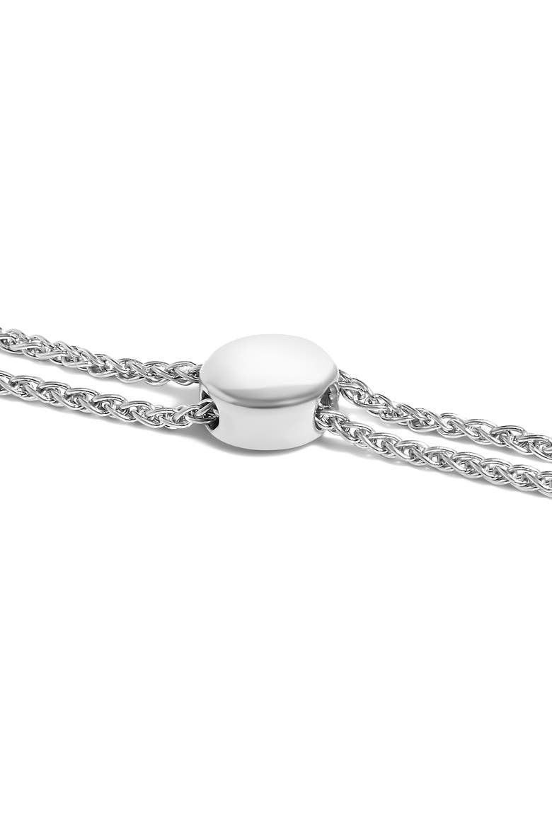 Silver 1/4 Cttw Diamond Bolo Square and Rectangle Bolo Bracelet, Alternate, color, White