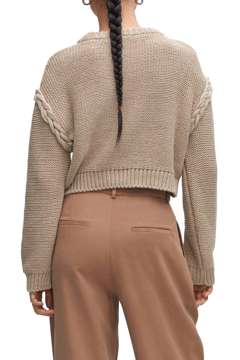 Cable Stitch Crewneck Sweater, Alternate, color, BEIGE