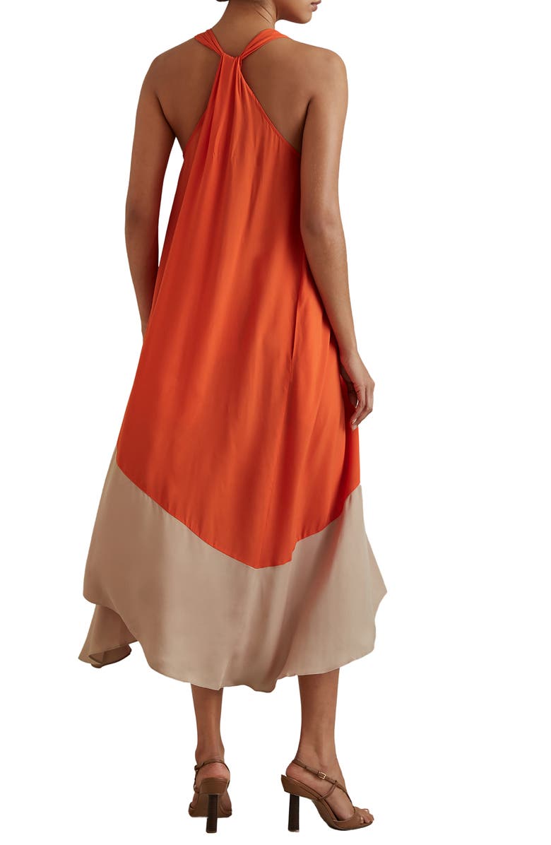 Reiss Elias Colorblock Midi Sundress, Alternate, color, Orange