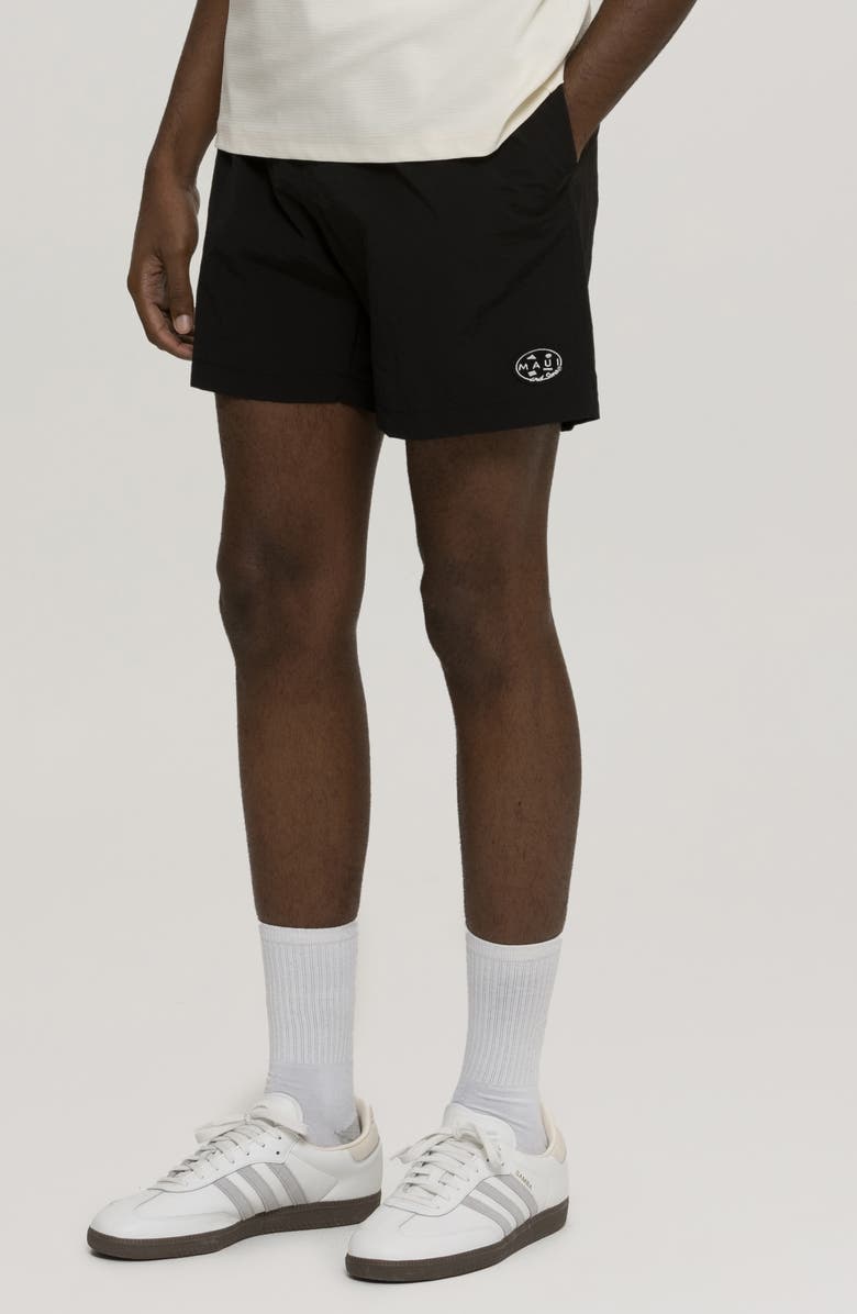 Maui & Sons Maui Tag Nylon Swim Trunks, Alternate, color, Black