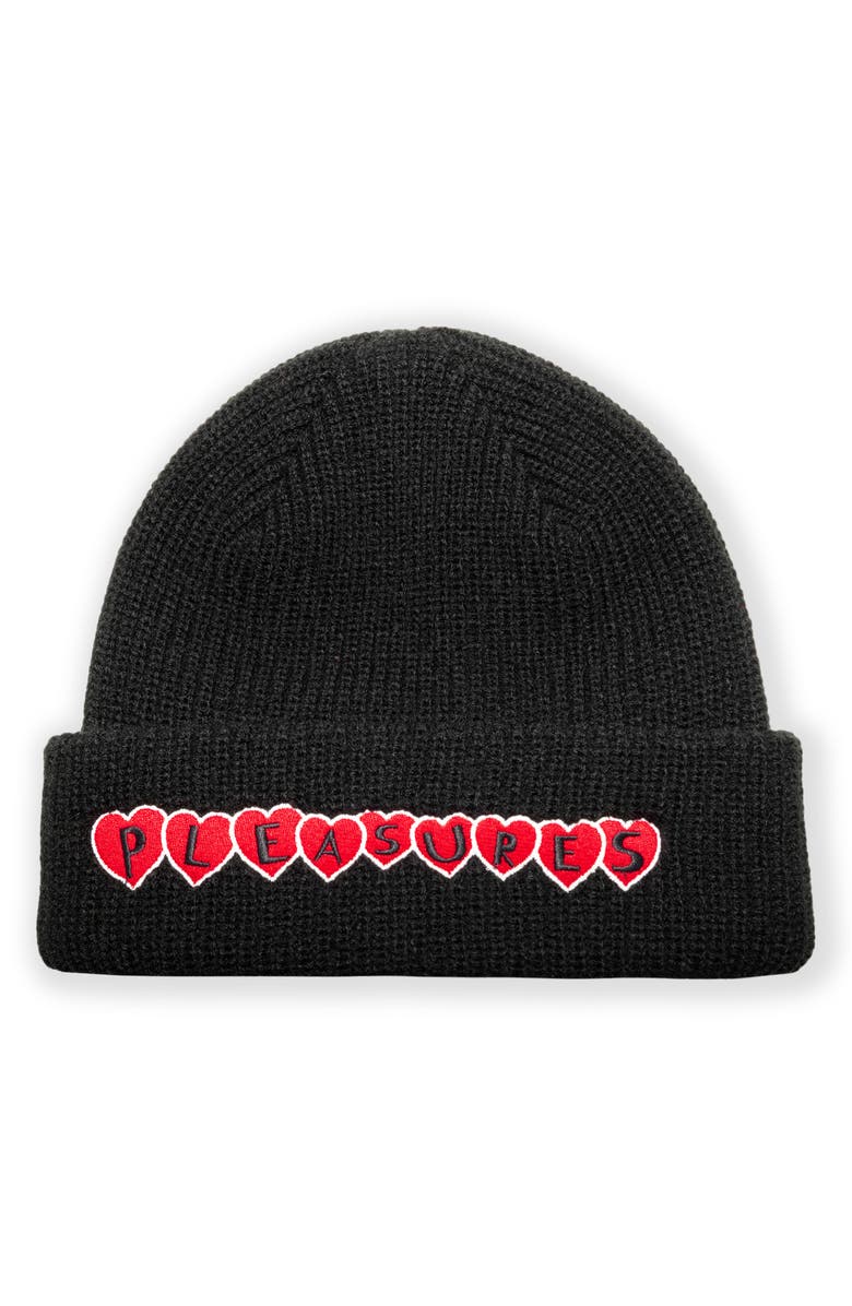 PLEASURES Hearts Beanie, Main, color, Black