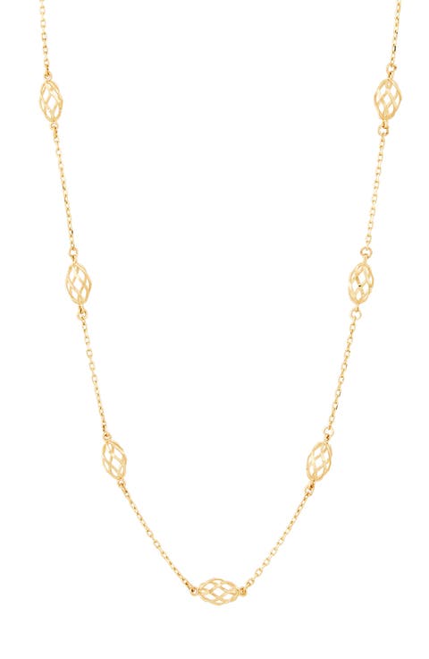 14K Gold Twisted Station Chain Necklace