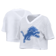 FANATICS Women's Fanatics White Detroit Lions Oversized Mesh Cropped V-Neck Jersey